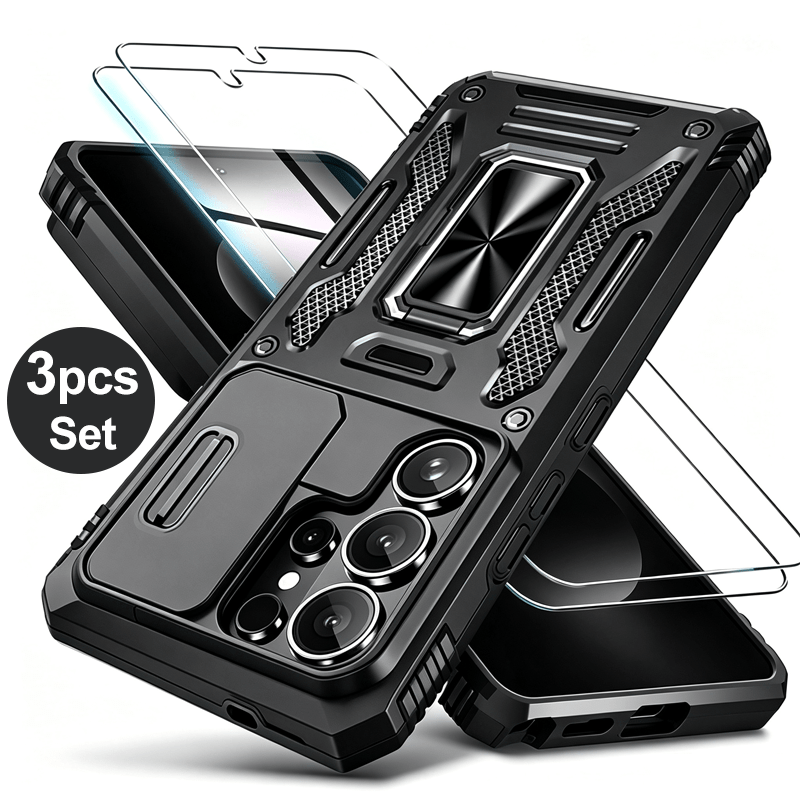 TEMU 3pcs Set, 2pcs Hd Tempered Glass Screen Protector + 1pc Heavy Duty Magnetic Case, Suitable For Galaxy S26 Ultra/s26/s25fe/s24 Ultra/s24fe,