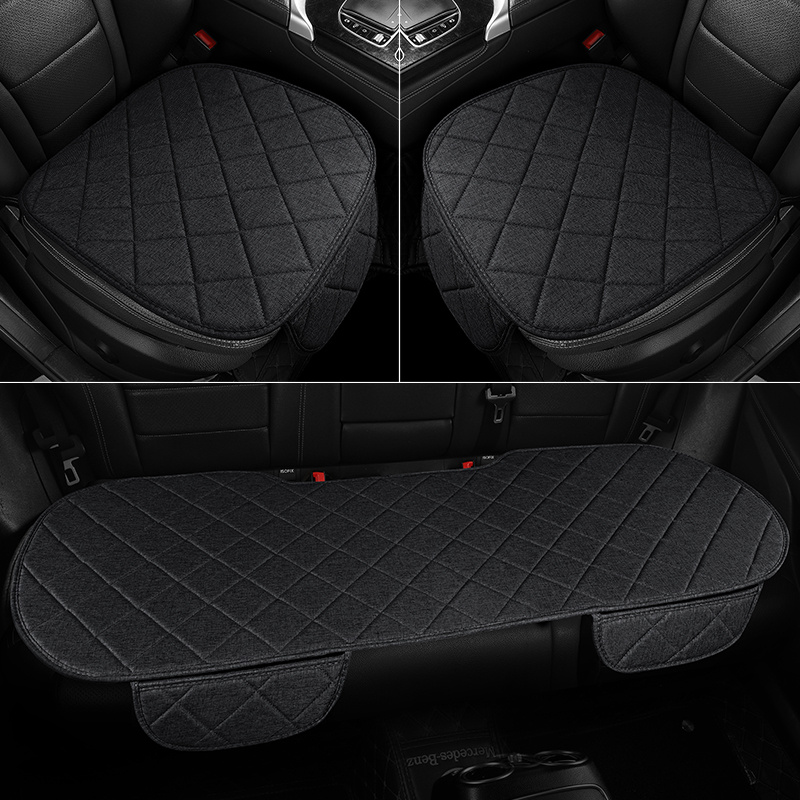 TEMU 3 coussins de siège auto, confort , texture lin, grand motif à carreaux, attache, respirants, pour voiture pleine places, , coussins de siège