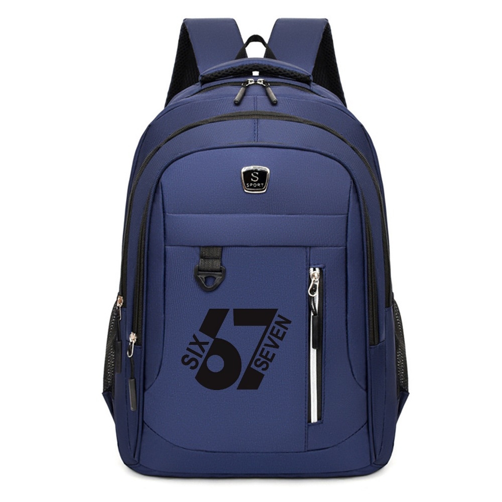 TEMU Black And White Minimalist Style "67" Large Capacity Business Travel Backpack With Laptop Compartment, Gym Bag, , Lightweight And Spacious Daily