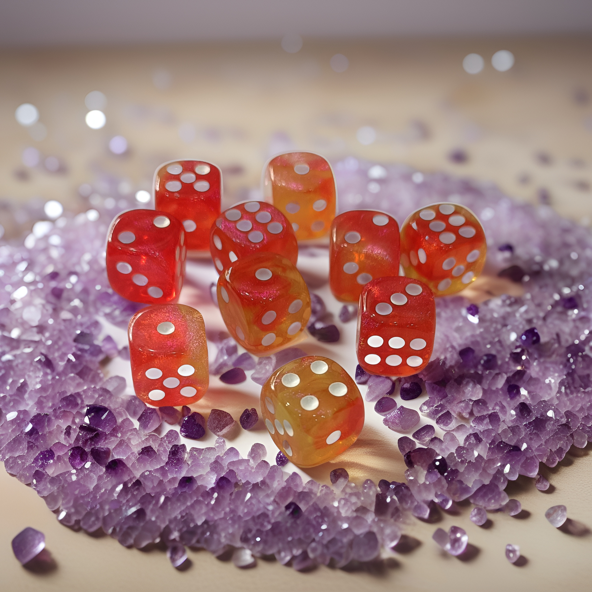 8pcs High-Brightness Iridescent Two-Tone Dice