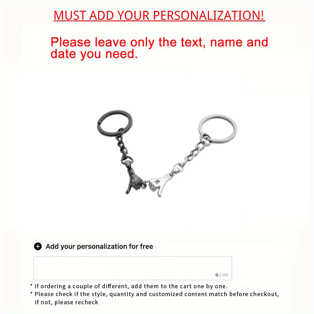 TEMU [custom] 1set/2pcs Personalized Laser Engraved Chains Couple Key Chains, Friend Key Chains Wedding Gifts, Valentine's Day Gifts, Anniversary