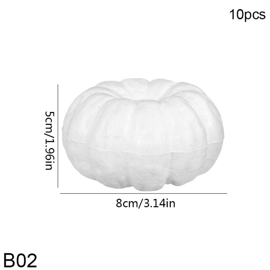 TEMU Lot de 10 citrouilles en mousse blanche pour peinture DIY, pour décorations d'Halloween, artistiques, fournitures de fête des d'automne, centres