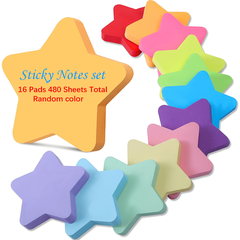 16 Pack(480 Sheets) 12 Shaped Self-adhesive Sticky Note Set, Cute Sticky Notes, Categorized Labels, Office Study Plan, Notebook, Journal, Holiday Celebration, Party Gifts, And Gifts, Random Color
