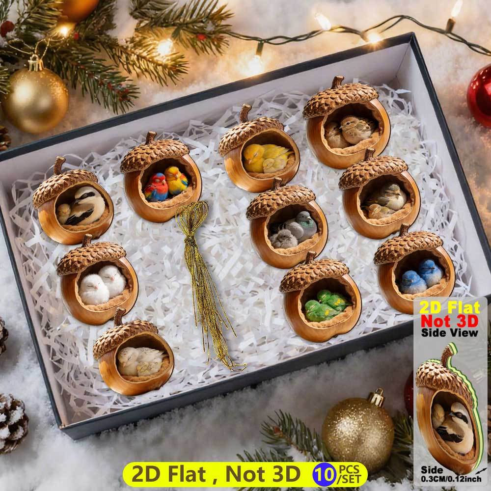 TEMU 2d Flat, 2d Flat 10pcs Wooden Hanging Ornaments, Featuring Delicate And Adorable Little Birds Perched On , Are Perfect For Decorating Your