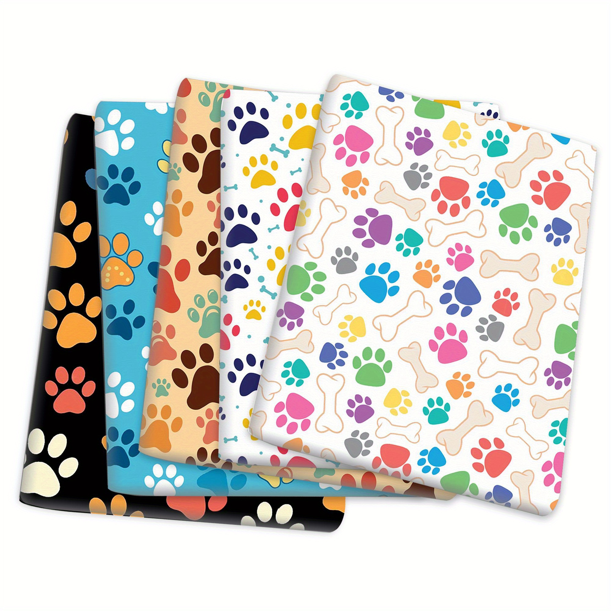 

19.7x57 Inch Paw Print Quilt Fabric, Pre-cut Polyester 100% For Diy Crafts, Cartoon Dog Paw Design, Hand Wash Only, Quilted Patchwork, Gift Wrapping Material