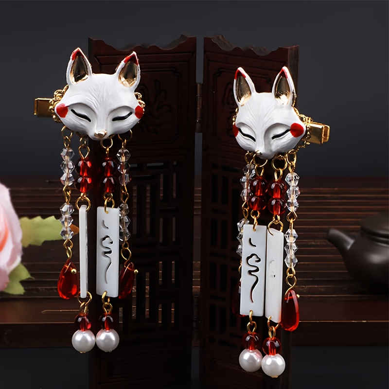 two cute fox tassel hairpins vintage hair clips hanfu hair accessories for women   hairpins with a   and simple animal design in mixed colors   everyday wear and halloween durable hair accessories for stylish looks Product details 3