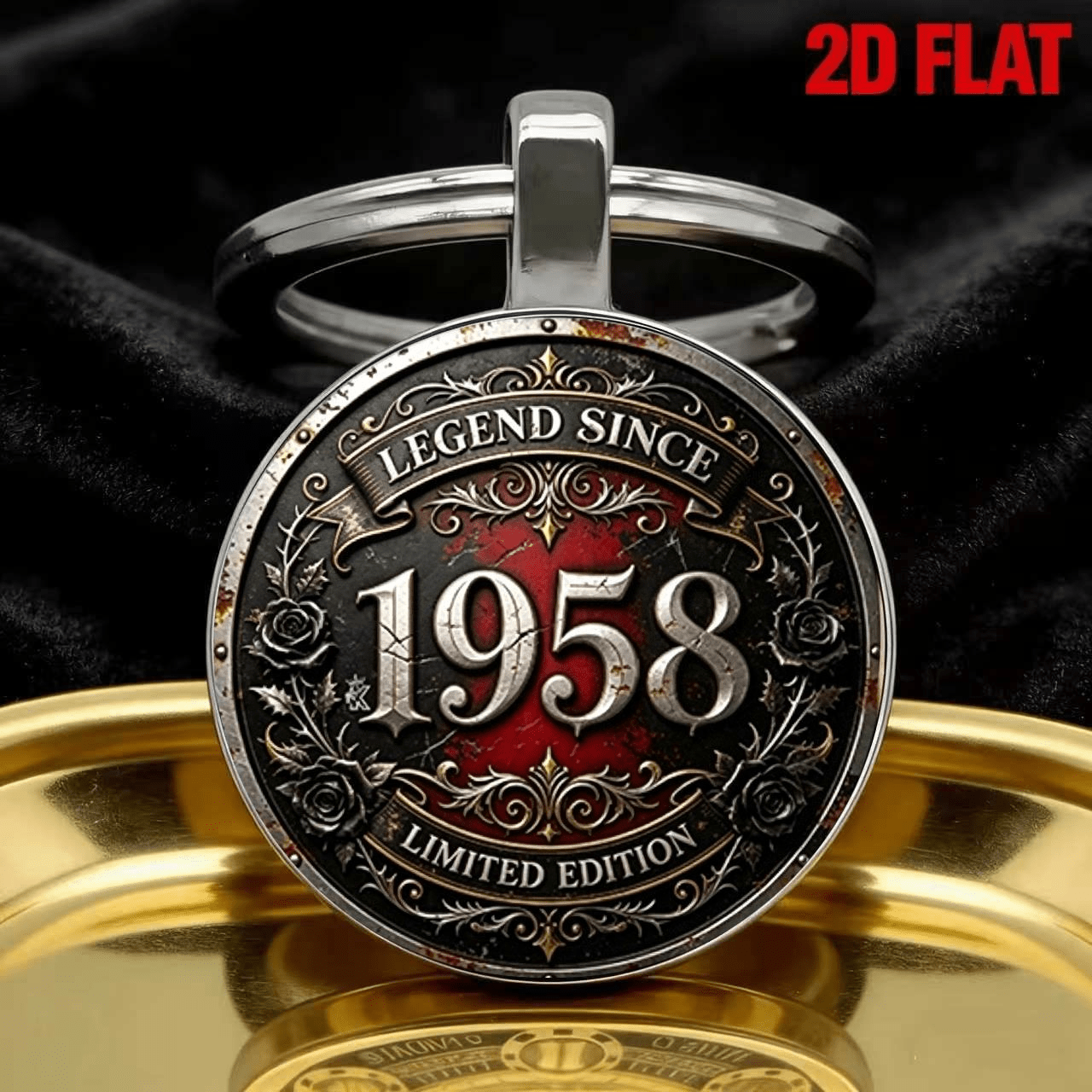 TEMU 1958 Edition Keychain, Retro Rose Pattern + Old , High-end Texture And Feelings, To Elders Of Year!