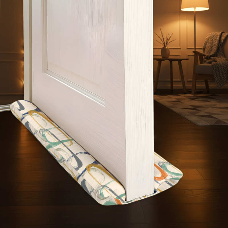 TEMU Adjustable Door Draft Stopper, Bohemian Style Dustproof Design, Fabric Print, Seals Door Bottom, Soundproofing, Machine Washable