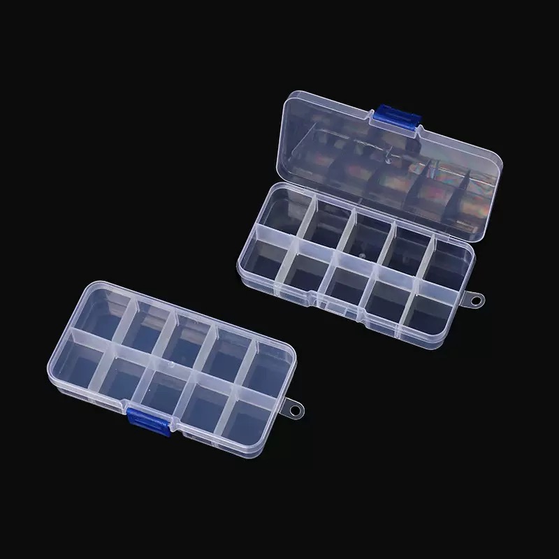 2pcs 10-grid Plastic Organizer Box Set, Finishing Container With Dividers, Jewelry, Beads & Items, Adjustable Tackle Storage Solution Crafts & Findings