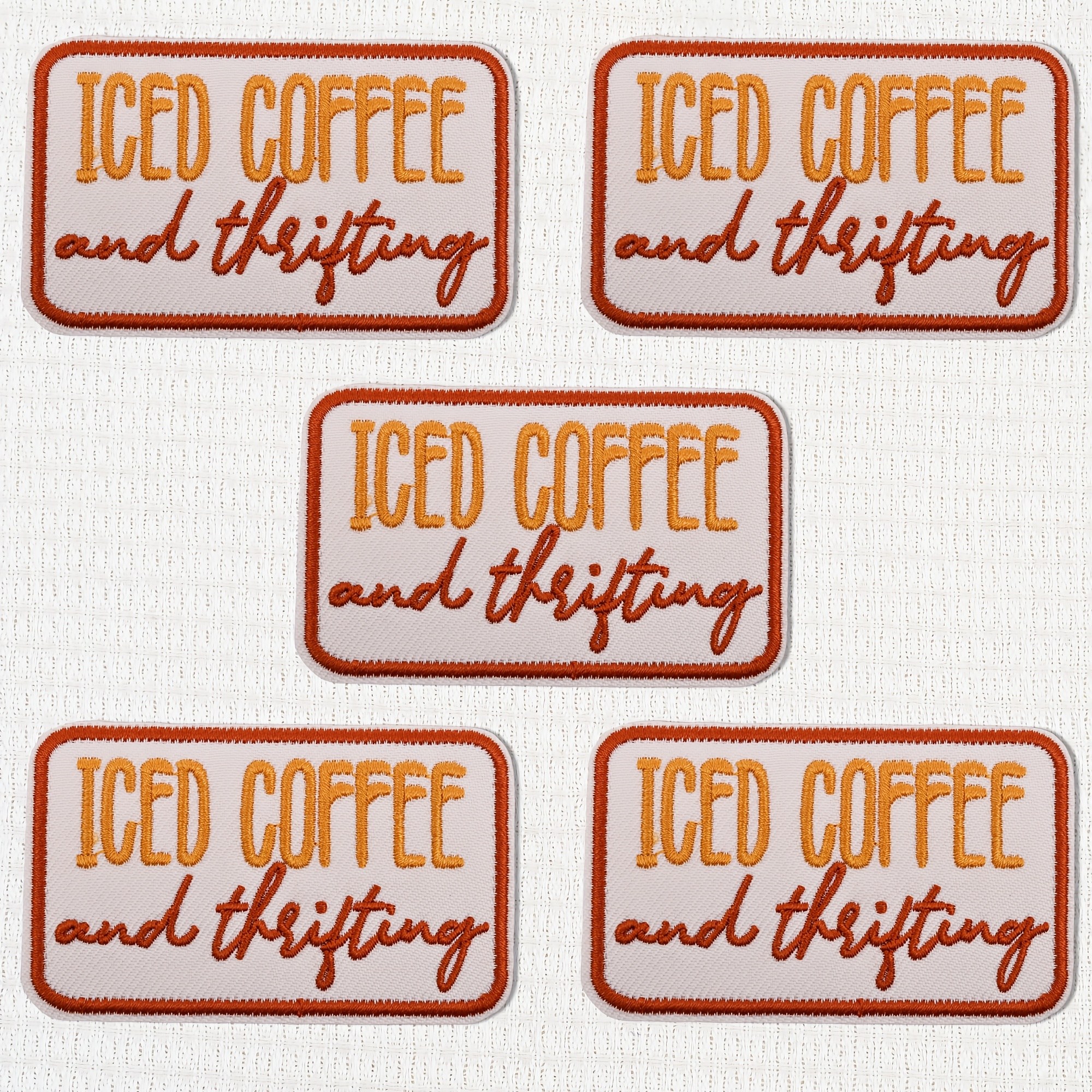 TEMU 5pcs Set Of Coffee Shop Themed Embroidered Iron-on Patches, 3.07* 1.89inch Trucker Hat Iron-on Decorative Patches, Suitable For Ironing/sewing