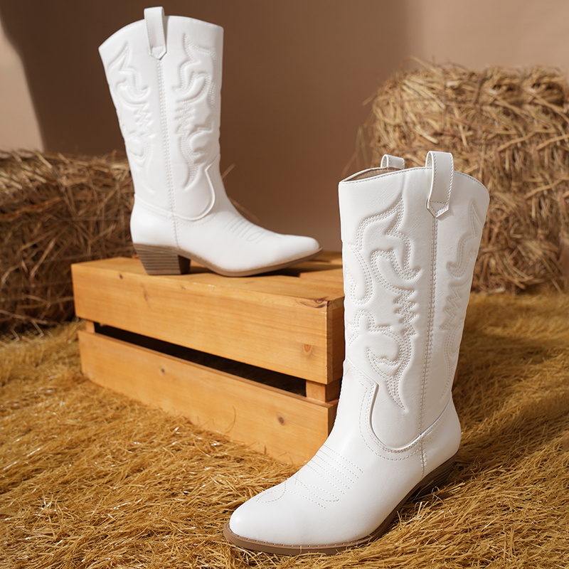 Dream Pairs Women's Mid-calf Western Boots - Stylish Heel Design For Everyday And Fashion, Women Shoes