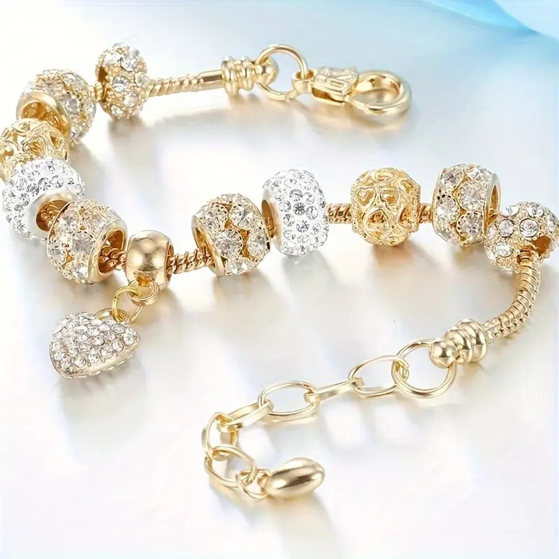 Women's Elegant Glass Bead Heart Bracelet