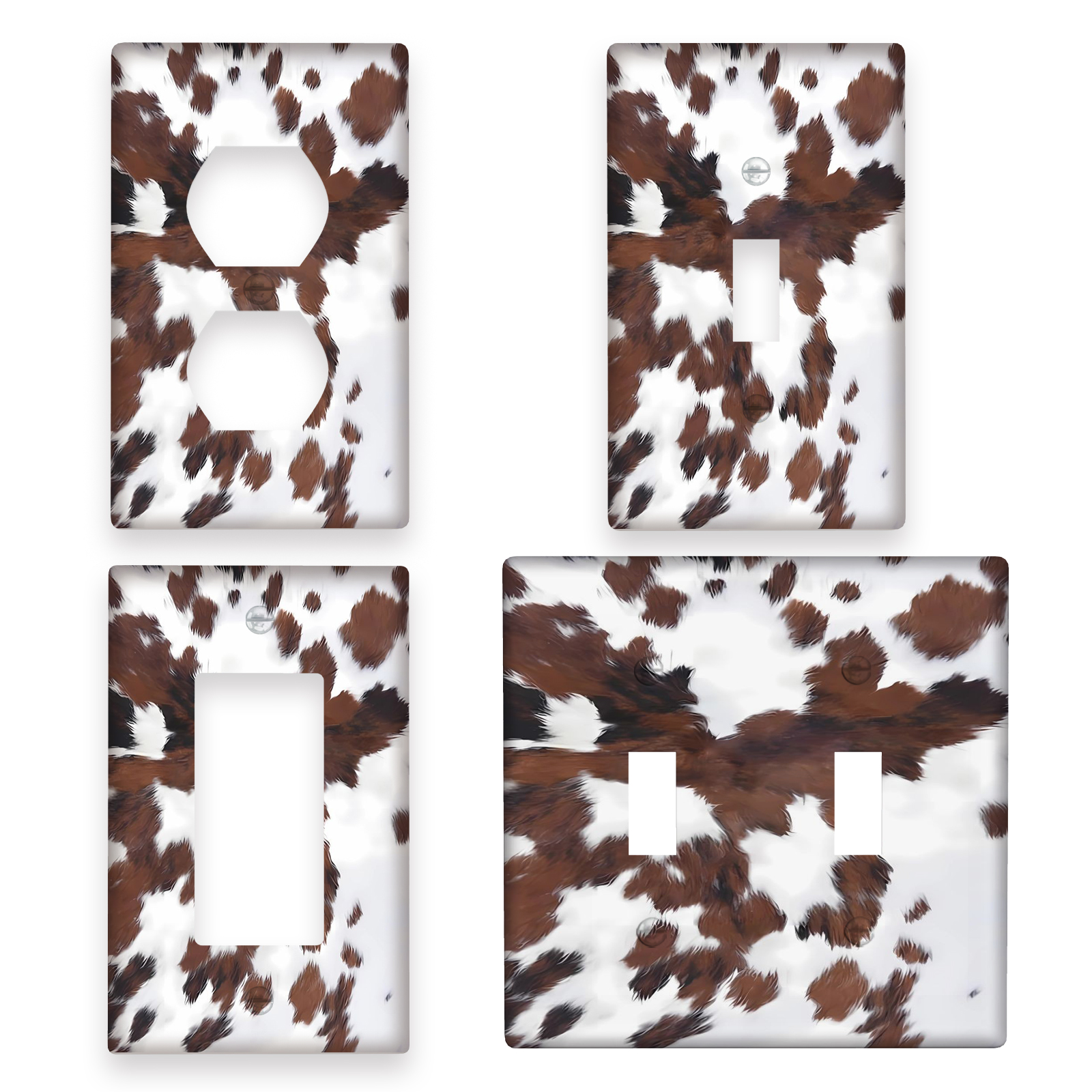 

1pc Western Cowhide Cow Print Light Switch Cover - Decorative Wall Plate For Country Style Bathroom, Bedroom, Living Room - , No Wiring Needed - 1gang Or 2gang Design, Cow Decor