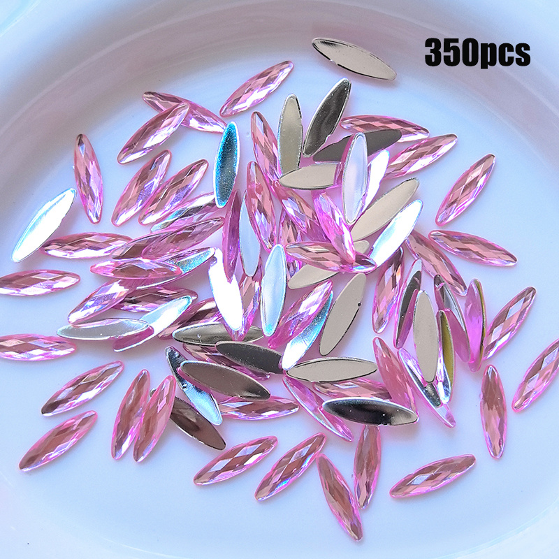 TEMU 350 pièces de strass acryliques bohèmes œil de cheval 0,4*1,5 cm/0,16*0,59 po, mélange de couleurs aléatoires, pour manucure DIY, bijoux,