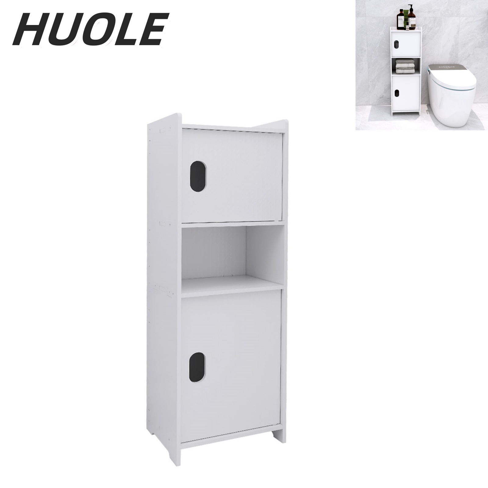Bathroom Shelving Unit, Two-door Cabinet With 1 Compartment, Storage Rack, Large Capacity Shelving, 24 X 20 X 72cm, White.
