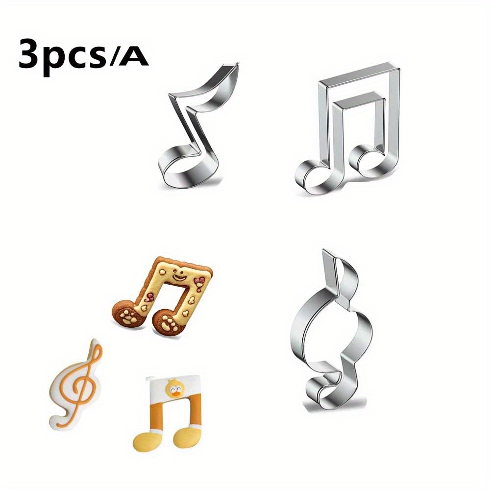 E-shop 3 Stück/Set Musikinstrument Edelstahl Zucker Flipping Biscuit Schneidemold, Musiktalisman Gitarre Form Backform