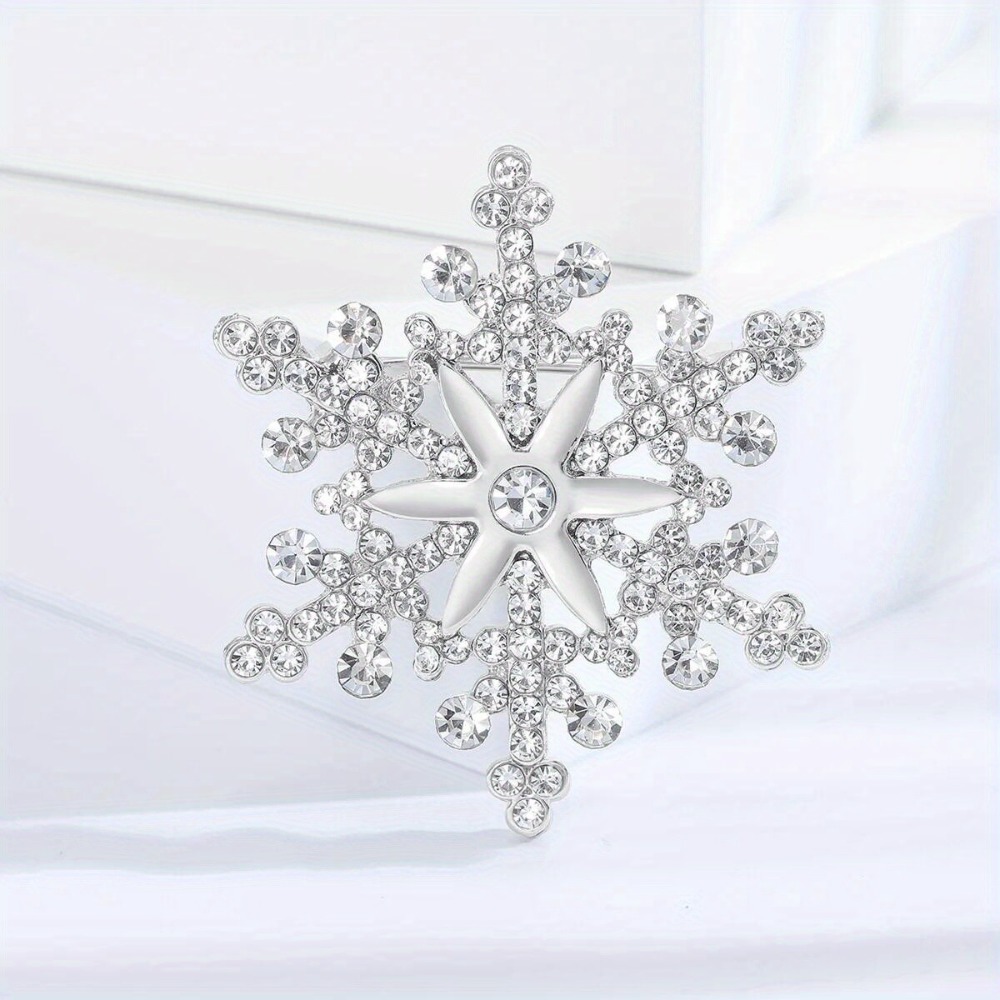 Sparkling Winter Christmas Brooch Rhinestone Snowflake Pin Women Gift