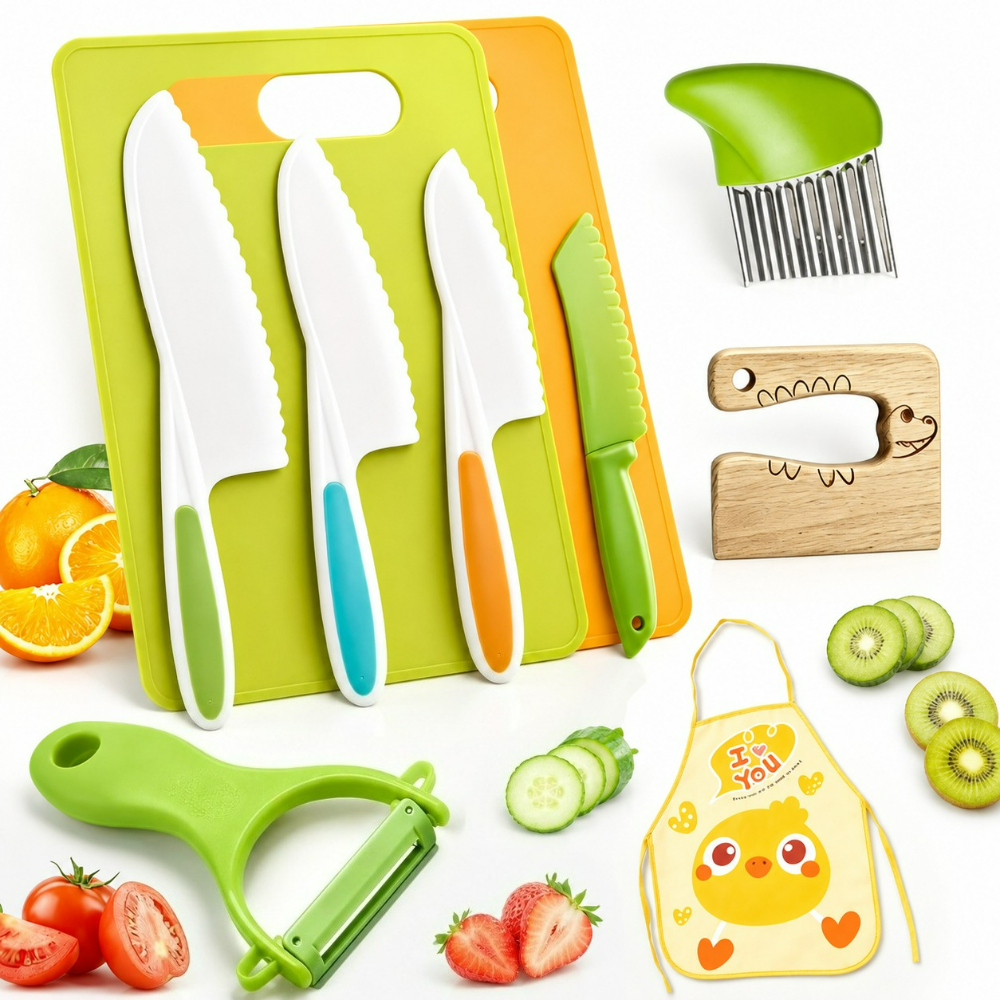 TEMU 9pcs Kids With , Food Grade Bpa-free Kitchen Utensils For Board Peeler Set Gift For Boys Girls Ages 3+