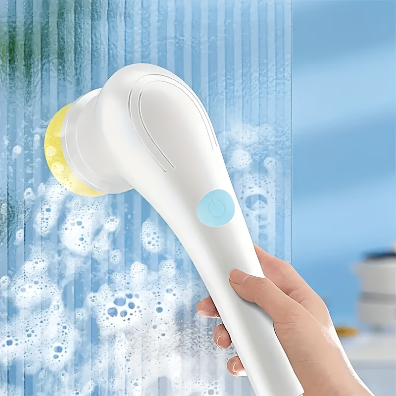 1pc cordless electric rotating scrubber with 5 interchangeable brush heads handheld rechargeable shower brush for bathtub tiles shower kitchen car glass cleaning usb charging 800mah lithium battery details 3