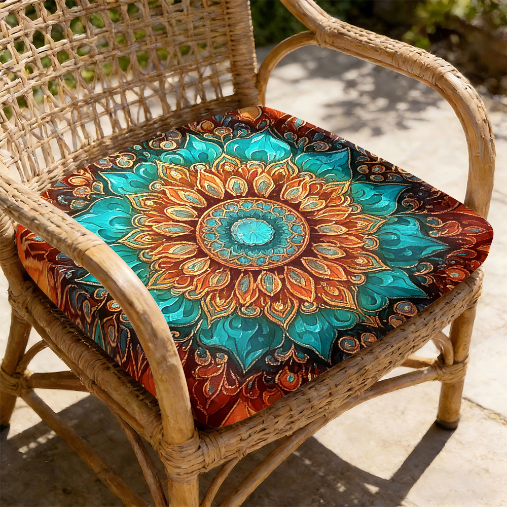 TEMU 1pc Bohemian Pattern Courtyard Chair Seat Cushion, Indoor And Outdoor Seat Cushions, Back Cushions, Size 19.7*17.7*1.57inch, Suitable For Garden