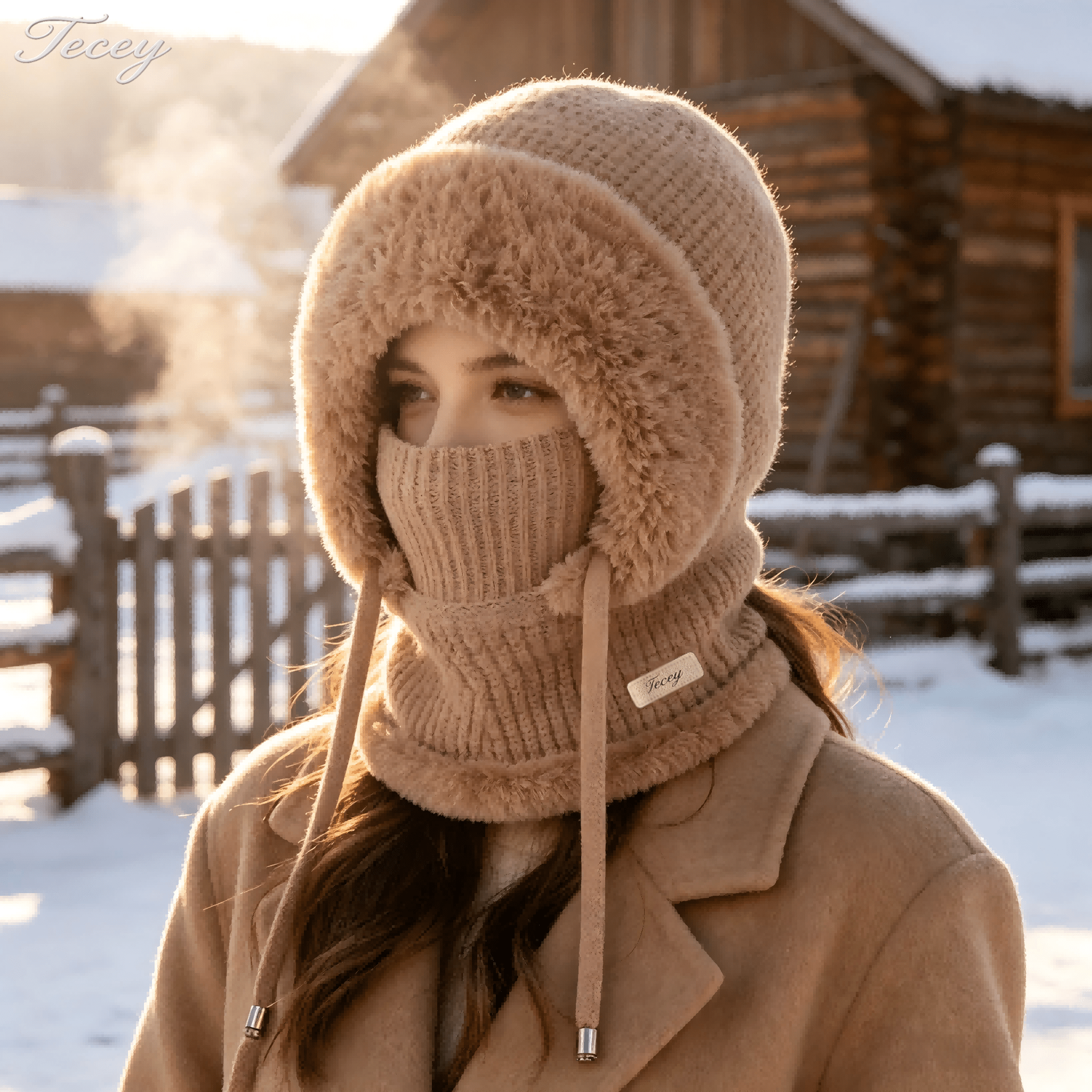 TEMU TECEY Pull d'hiver une pièce à capuche pour femmes, doublure en peluche, idéal pour le shopping, les , les quotidiens et , noir polyvalent avec