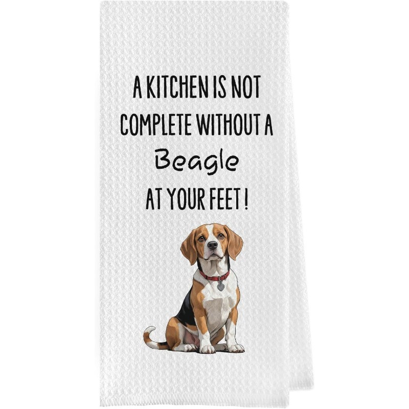TEMU 1pc 18*26inch Humorous Beagle Dish Towels - Decorative Kitchen Towels For Beagle Lovers, Hand Tea Towels Featuring , Gifts For Love