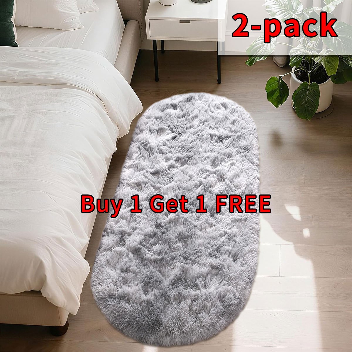 TEMU 2pcs Oval Multicolor Friendly Soft Bedside Rug, Available In Various Colors And Sizes, Suitable For Living Room Or Bedside, Comfortable ,