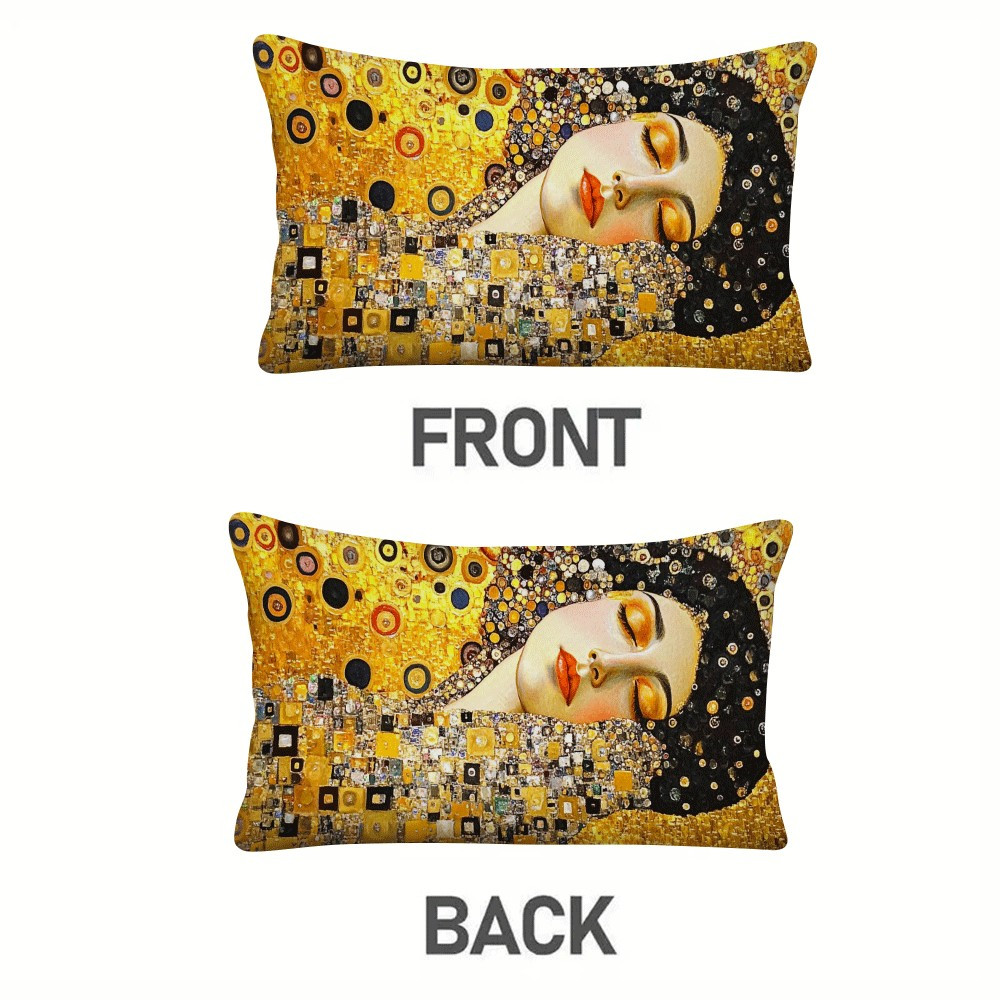 2pcs 20 12inch   klimts kiss abstract oil painting pillow cover suitable for   neutral sofa bedroom living room decoration no pillow mat for camping outdoor sofa tent car accessories decoration details 9