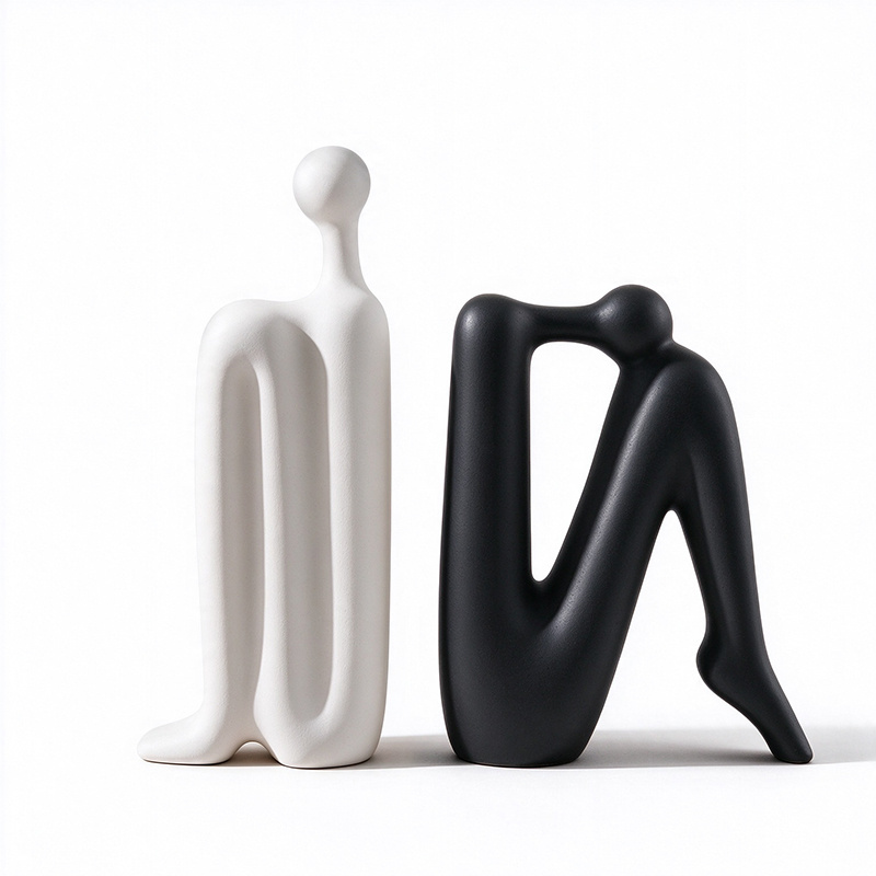 Set of 2 Modern Decorative Bookends, Abstract Human Figure Statues
