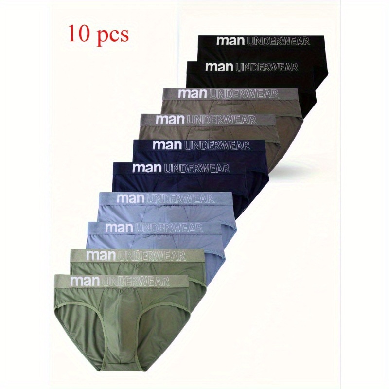 

10pcs Boxers pour Hommes - Respirants & Confortables en Mélange de Polyester, Imprimé Élégant "pour Homme SOUS-VÊTEMENTS", Couleurs Assorties, Grande Taille Disponible, Lavable en Machine