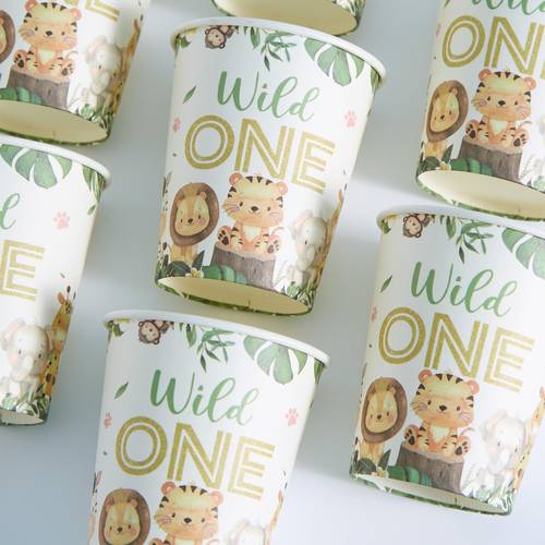 10 25 disposable paper cups one year old animal themed paper cups cold drink cups and coffee cups suitable for birthday parties family picnics and party decorations cups cold drink serving animal themed cups for