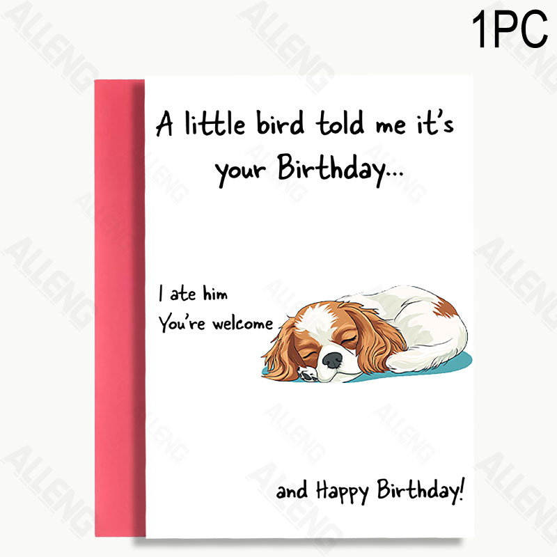 TEMU 1 Elegant King Charles Spaniel Birthday Card - "a Told Me It's Your Birthday" Humorous Design, Includes Envelope And Heart - Dog Lovers,