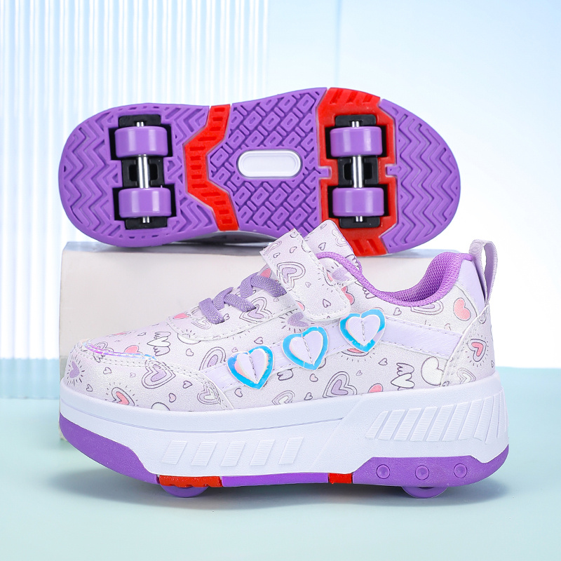 Image of Walking Shoes, Boys And Girls With Wheels, Roller Shoes, Elementary School Students' Single And Double Wheels, Detachable Sports Shoes, Breathable Roller Skates
