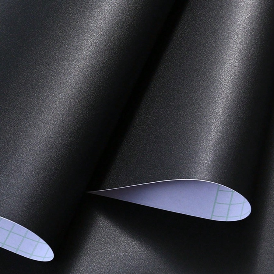 Image of High End Matte Black Self Adhesive Wallpaper Waterproof Furniture Sticker For Wardrobe Door Bedroom Living Room Wall Renewal