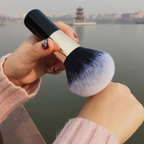3pcs luxury long haired foundation brush set ultra soft bristles dual use for wet or dry application powder puff makeup sponge for setting foundation contouring and blush flawless and natural makeup