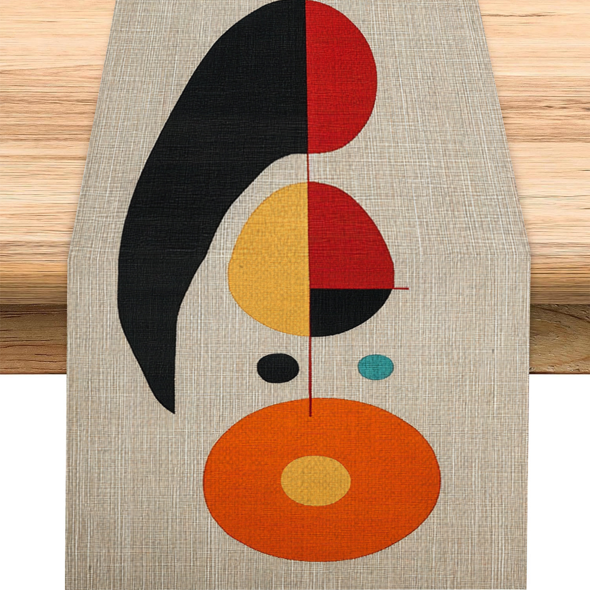 

Modern Abstract Geometric Table Runner - Vibrant With Black, Red, And Orange Shapes On Background, 100% Polyester, Square - Ideal For Dining, Guest, And Coffee Tables, Centerpieces Decor Table