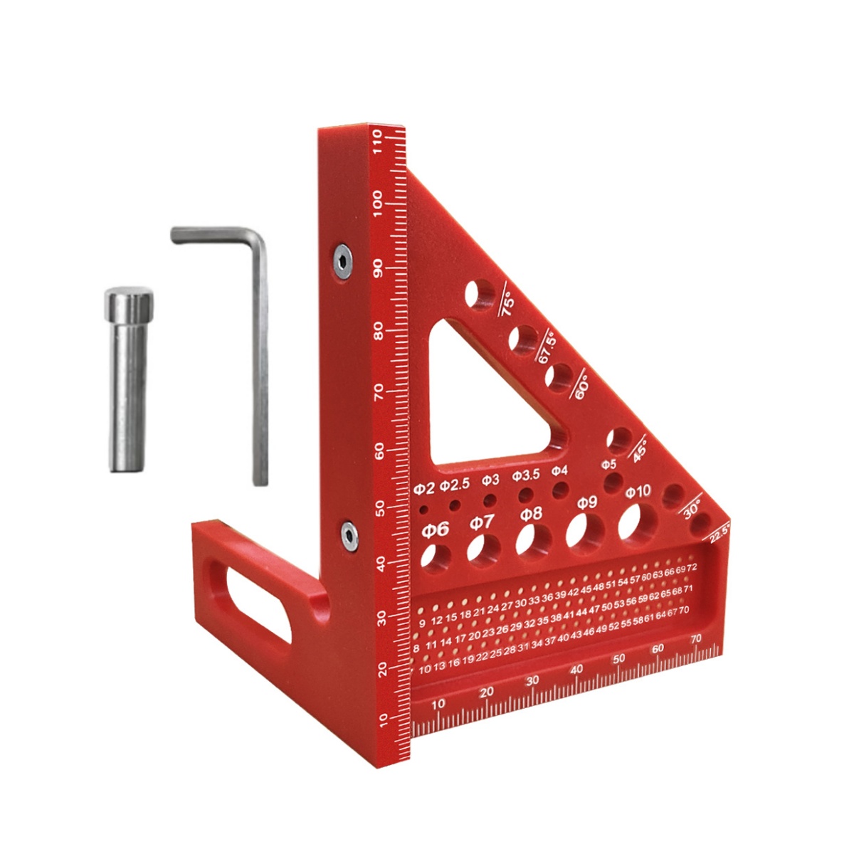 E-shop Metrische 3D Multi-Winkel Messlineal, Kunststoff-Zimmermannswinkel für Holzbearbeitung, 22,5°-90° Layout-Werkzeug, Zeichnungslineal für präzises