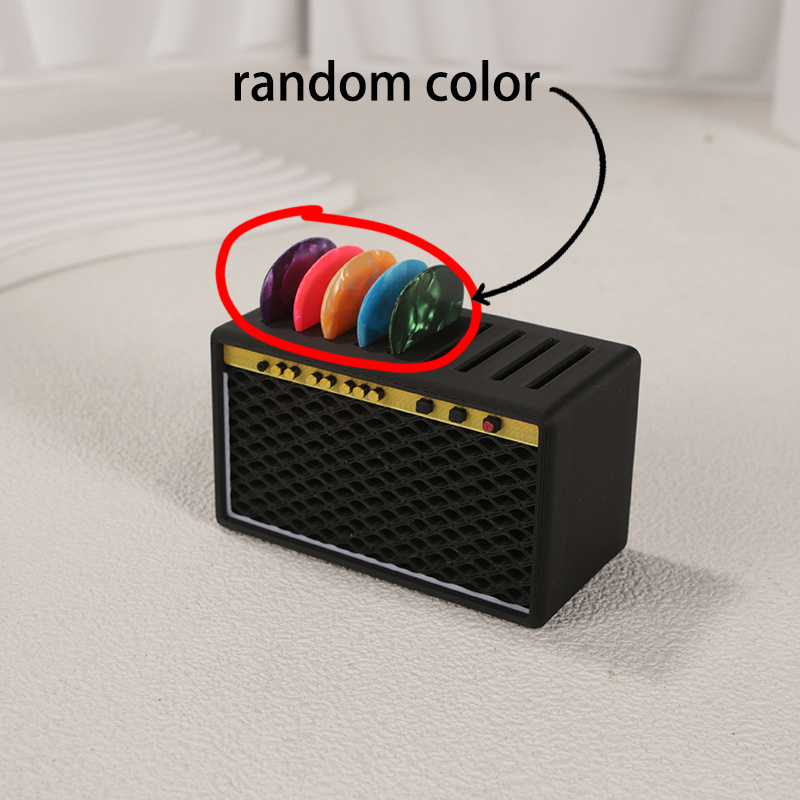 TEMU Customizable Text, 1 Extra-large Drawer Guitar Pick Storage Box + 5 Picks (random Colors, 0.96mm Thick). Can Hold 20-40 Picks. Speaker-shaped