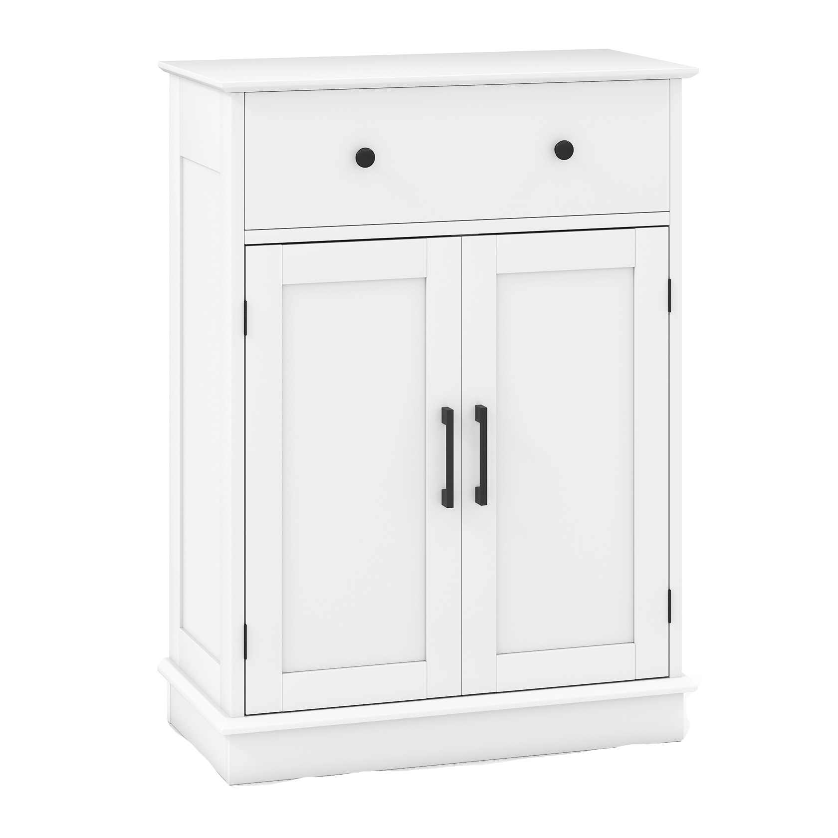 Image of Toilet Paper Storage Containers, Bathroom Floor Storage Cabinet With Door, Drawer And Adjustable Shelf, For Bathroom, White