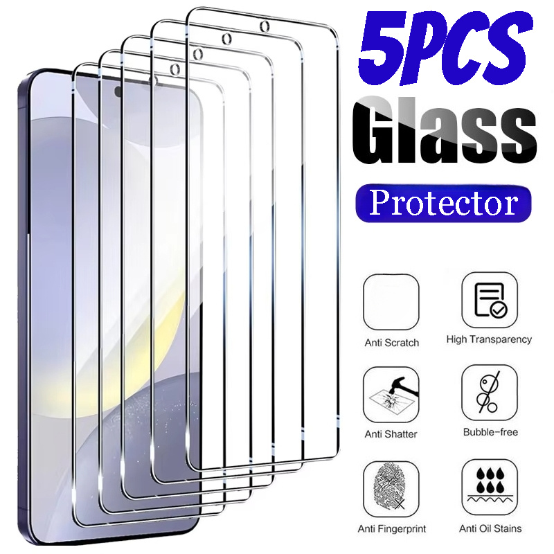 

5pcs Tempered Glass For S20 Fe 5g S21 Fe S23 Fe Screen Protector Clear Transparent Glass Film