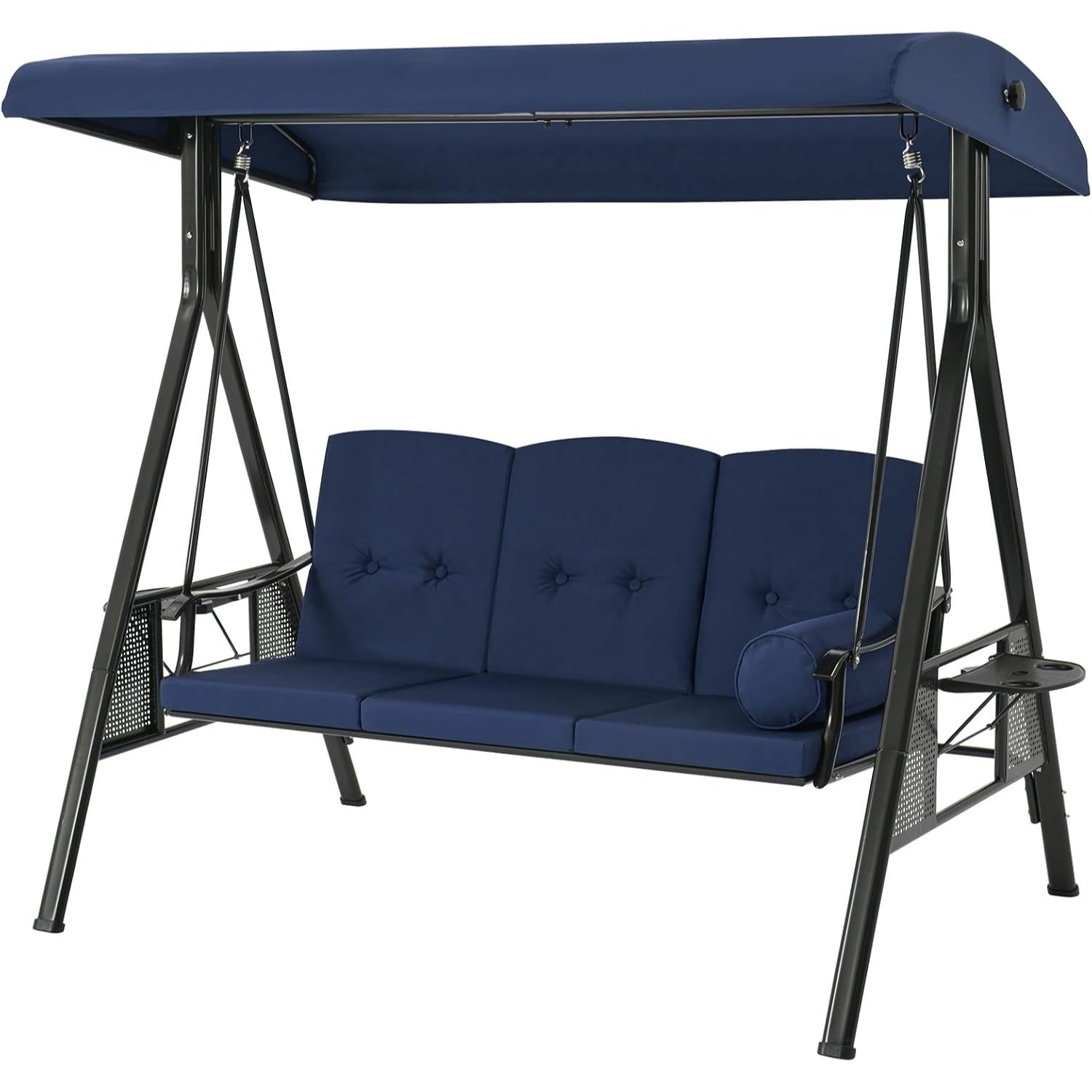 3-seater Adult Swing Set, 3-seater Porch Swing With Adjustable Canopy, Outdoor Swing Bench With Removable Cushions, Suitable For Backyards, Gardens, Patios, Pools, And , In Multiple Colors