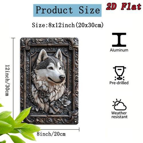2d flat dog metal wall art plaque for home office