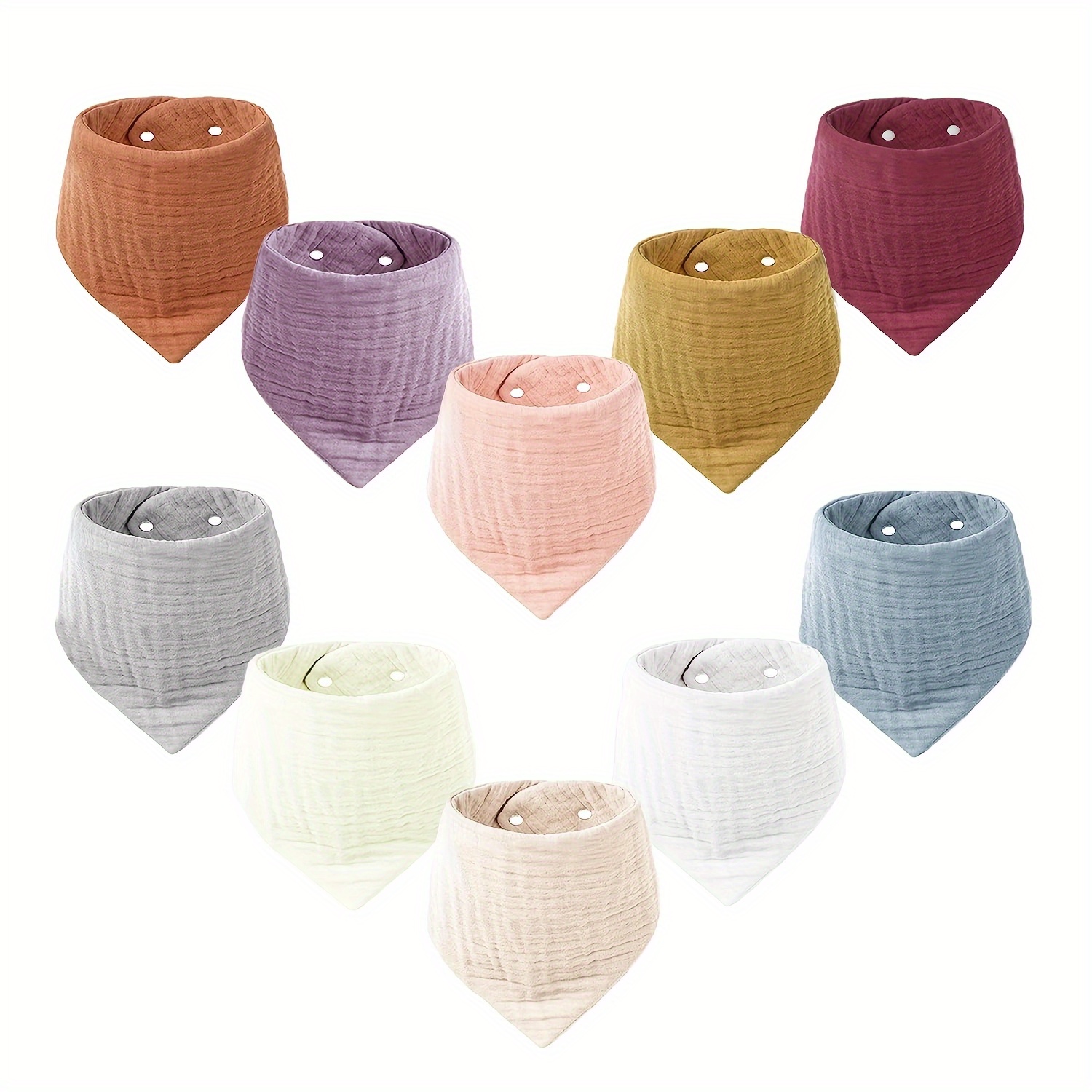 10-pack Bibs, Unisex, Closure, Woven Saliva Bibs, Suitable Teething, Non, Colors