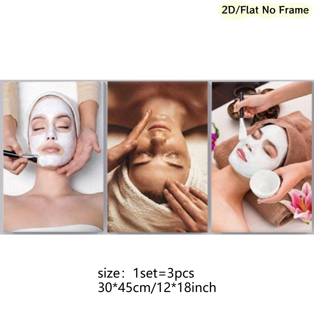 TEMU 2d Flat, 2d Flat, 2d/flat, Frameless, 3pcs - Spa Massage Theme Canvas Poster Decor, Home Decoration, Beauty Theme, Decor