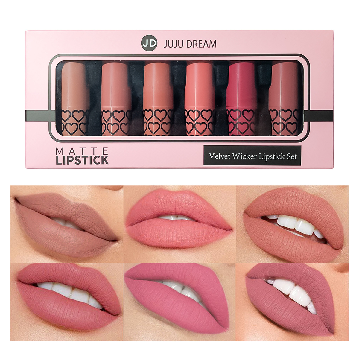 6-Color Matte Lipstick - A Set for Christmas And Halloween, Long-Lasting, Smudge-Resistant, Luxurious Velvet End, Unisex Gift - JUJU Dream