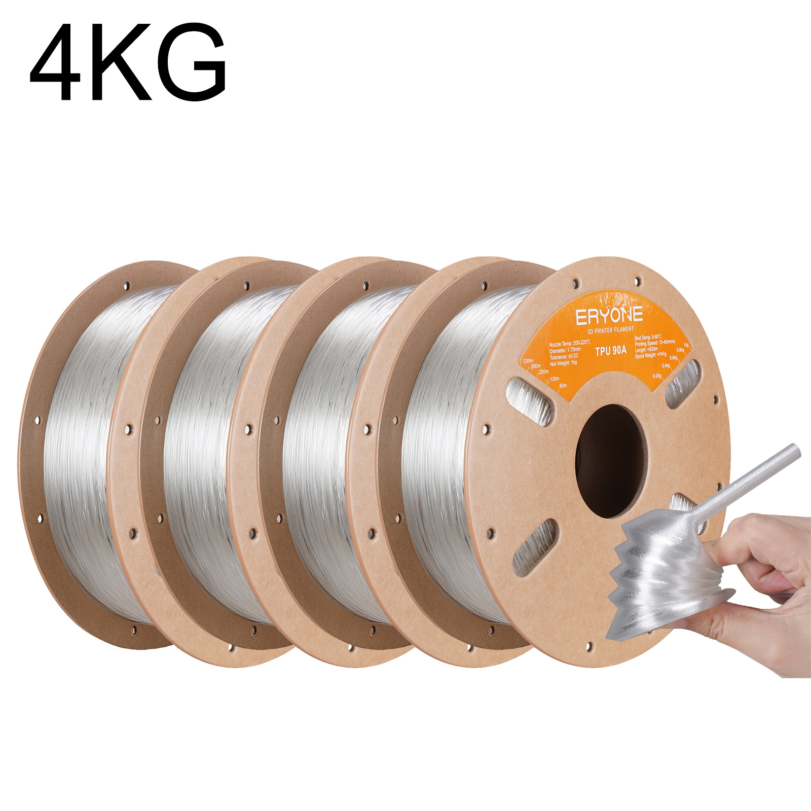 Image of Eryone Tpu-90a 3d Printing Materials, Includes 4 Rolls Weighing 4kg, With A Diameter Of 1.75mm And A Tolerance Of +/-0.03mm, Featuring And Vibrant Color