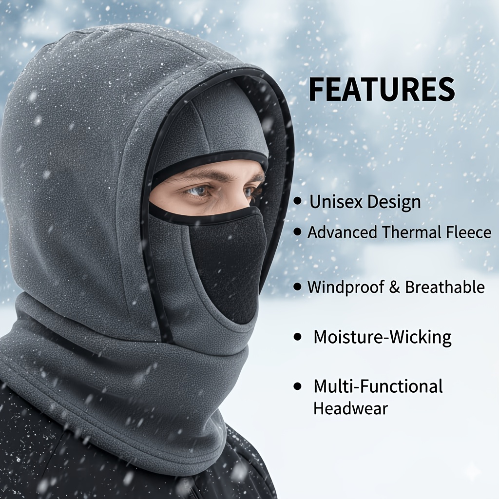 Unisex Thermal All-in-One Hat & Face Mask, Plush-Lined