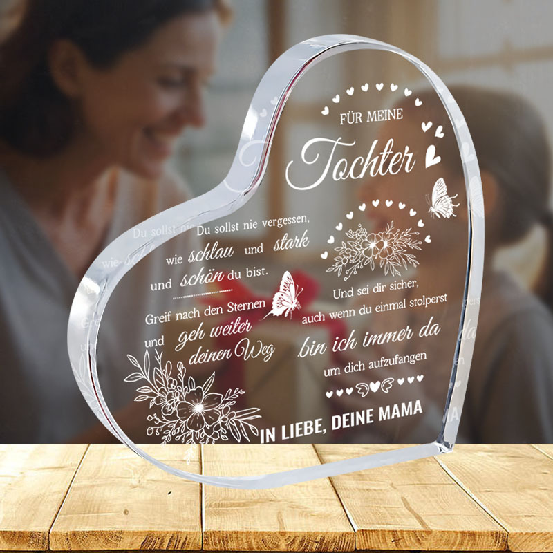 TEMU [2d Flat] 1pc Heart-shaped Acrylic Decorative Plaque For Daughter - Elegant With Quotes, Perfect Gift For Birthdays, Graduation, Halloween,