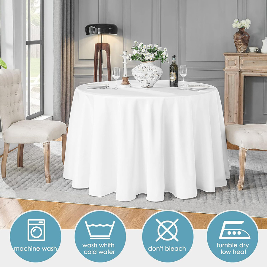 TEMU 1pc 86.6in Solid Anti-wrinkle Elegant Round Tablecloth And 10pcs Adhesive Sheets For Weddings, Banquets, Birthdays, And Restaurant Tablecloths,
