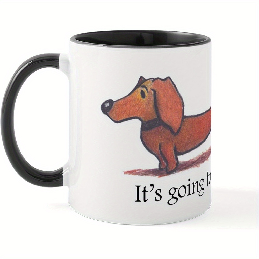 

1pc Dachshund Ceramic Coffee Mug, 11 Oz - Microwave Safe, Hand Wash Only, Reusable Round Cup With Print, Ideal Gift For Adults